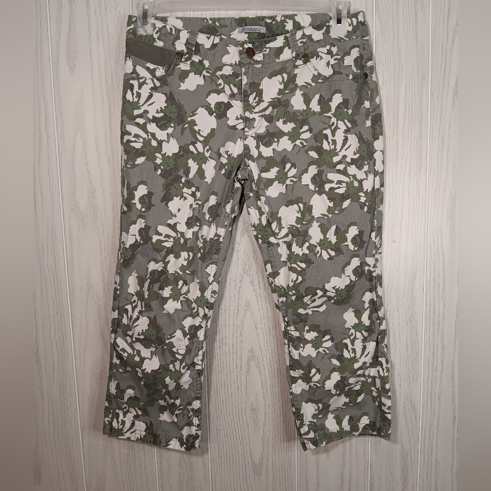 Toad & Co size 6 floral camo green pant